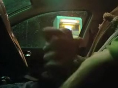 Horny jerk in the car with loads of cum