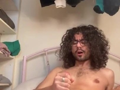 Furry Wolf dude tonguing own precum and cuming a meaty explosion