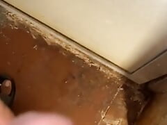 Guy jerking off at train and hard cum