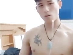 Asian boy jerk off and cum
