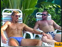 Public, gay pool side, gay outside