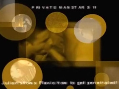 Best male pornstars Flavio Valentino and Julian Vincenzo in crazy tattoos, blowjob gay adult clip