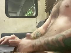Tattooed Twink Jerks Off On The Couch and CUMS A Big Load