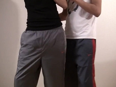 Boys dancing in shiny nike trackies and adidas shorts