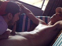 Bareback couple, amateur bareback, oral cumshot