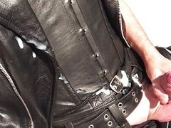 Cumming hard in my leathers