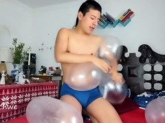 Gay boy, hot boy masturbation, balloon fuck