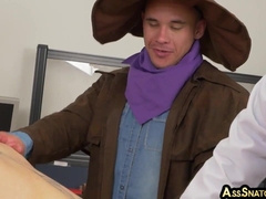 IR costume play homosexuals asstoying and assfuck sesh in office