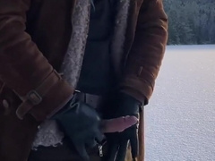 Milking off on a frozen lake - Vertical 60fps