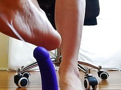 Twink practices his Messy Footjob on a dildo