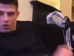 Cute guy jerks his big cock off 7