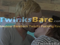 Blond bottom Justin Stone groans in pleasure as Jamie Satin plows him