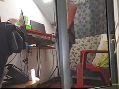 Neighbor jerking through window CUMSHOT