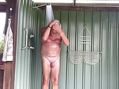 Open air shower. Full video.