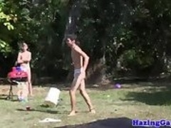 Straight hazed twink fucked outdoor at hazing