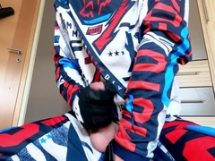 Blondie Stud Jack off in Fox MX Gear and Jizm on Fox Footwear