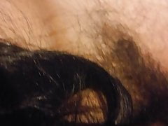 Trying to cum over my long hair