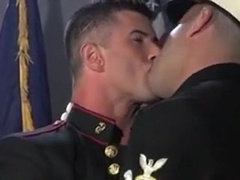 Men in uniform flip flop