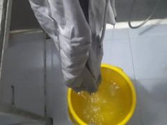 Hot Bot Masterbating During Washing Clothes