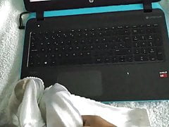 Wanking with my wife's bra