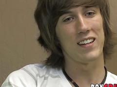 Horny emo twink stroking his cock solo