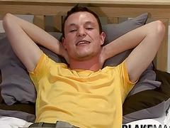 UK twink plays with his big dick solo
