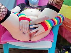 Rikki Ocean Celebrating Pride 2023 Stroking Cock Outside and Playing With  Ass Until Cumming