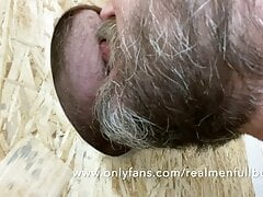Gloryhole in the workshop.  Blue Collar Cock