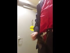pissing and cumming many cumshots public washroom