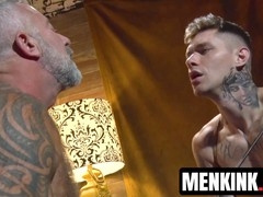 Zak Bishop seduces his stepdad Lance Charger for some wild anal play