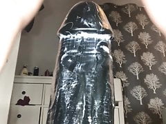 Creampie in red Lacey panties big black dildo