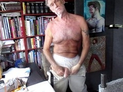 Gay bearded teacher enjoys creamy load from student