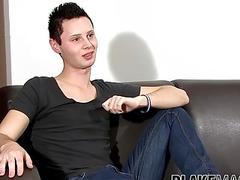 Britsh dude Aiden Jason wanking his dick until jizzing