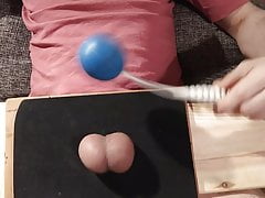 Black board, blue ball