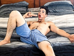 Hairy hottie Archie masturbating with a toy