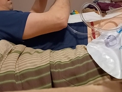 Cathing myself with an nearly total bladder