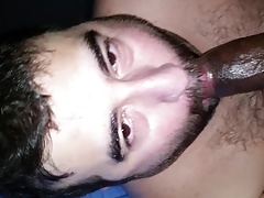 White boy sucking big black cock