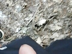 Cumshot outdoor in forest