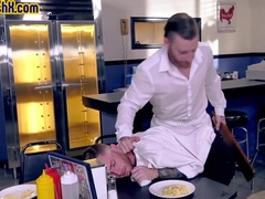 THE GOING KNUCKLE DEEP BAR - Hard Ripped bottom anally smashed by chef after slapping