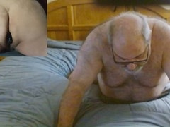 Getting off, masturbation toy, grandpa cock