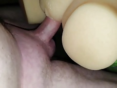 Using my loads of cum as lube for my silicone sexdolls pussy