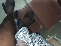Masturbated hiding in stair. Self-satisfied.