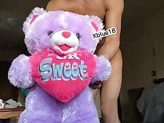 Undressing in front of my new teddy bear, virgin boy, cute, homemade, cumshot, cute, cum inside, tasty