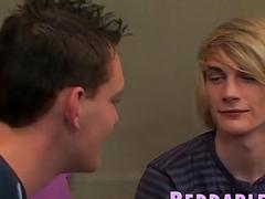 Shy twinks spitroast threesome pounding