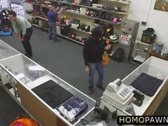 Thief dude gets an rectal orgy after getting caught stealing from pawnshop