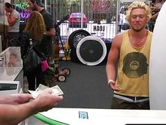 Blonde surfer needs more cash, so he barters with his butt