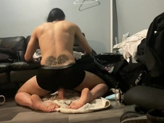 Wooly, Uncircumcised, Italian, railing Fuck Stick with lingerie switch
