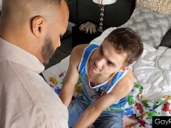 Dark-hued stepdad gets his chisel ridden by gamer stepson