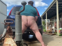 Chub lurks behind van and ejaculates