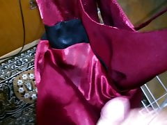 cum satin dress
